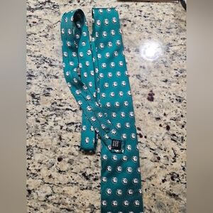 Handmade 100% Silk Tie TEAL GREEN English Bulldog Head Dog Novelty Mens Necktie